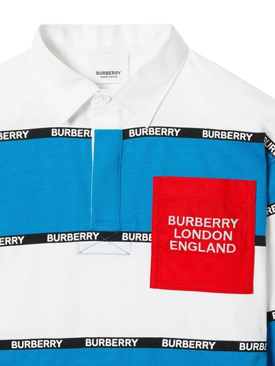Shop Burberry Teen Striped Rugby Polo Shirt In White