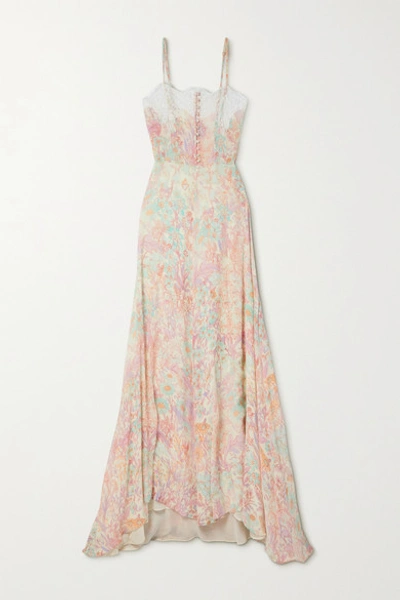 Shop Loveshackfancy Elma Lace-trimmed Floral-print Crepon Maxi Dress In Pink