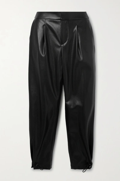 Shop Alice And Olivia Paris Pleated Vegan Leather Tapered Pants In Black