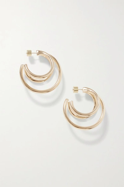 Shop Jennifer Fisher Triple Lilly Gold-plated Hoop Earrings