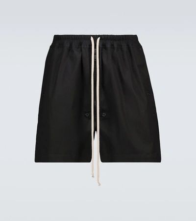 Shop Rick Owens Drawstring Cotton Shorts In Black