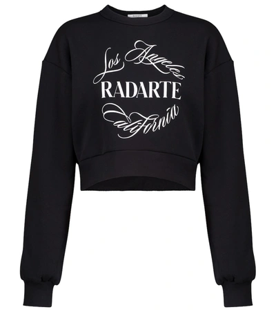 Shop Rodarte Logo Cropped Cotton-blend Sweatshirt In Black