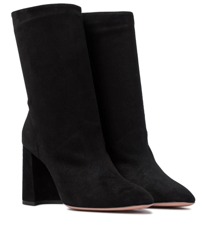 Shop Aquazzura So Boogie 85 Suede Ankle Boots In Black