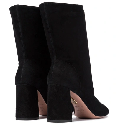 Shop Aquazzura So Boogie 85 Suede Ankle Boots In Black