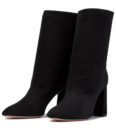 Shop Aquazzura So Boogie 85 Suede Ankle Boots In Black