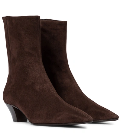 Shop Aquazzura Saint Honoré 45 Suede Ankle Boots In Brown