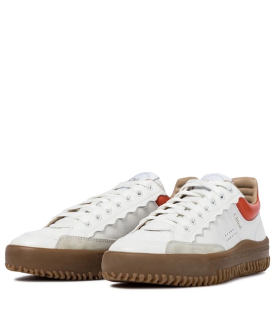 Shop Chloé Franckie Leather Sneakers In White