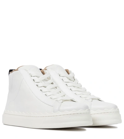 Shop Chloé Lauren Leather High-top Sneakers In White