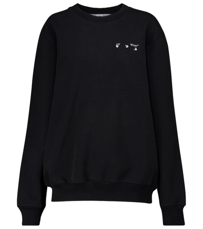 Shop Off-white Logo Cotton Jersey Sweatshirt In Black