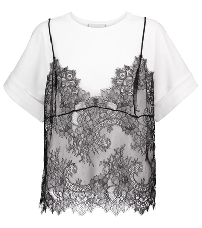 Shop Philosophy Di Lorenzo Serafini Lace-trimmed Cotton T-shirt In White