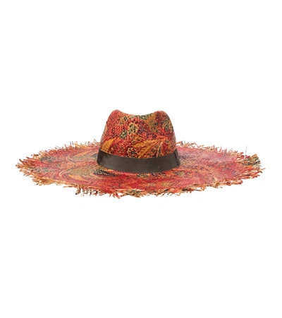 Shop Etro Paisley Raffia Hat In Red