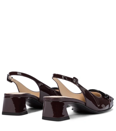 Shop Tod's Patent Leather Slingback Pumps In Brown