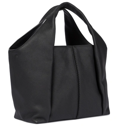 Shop Tod's Shirt Small Leather Tote In Black