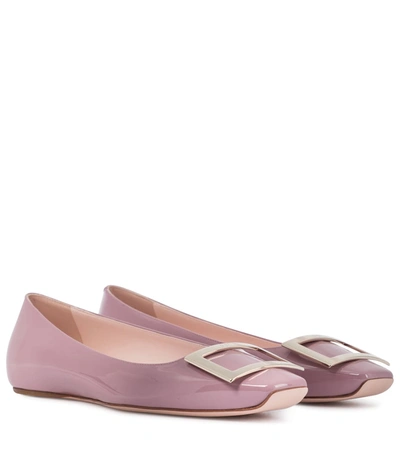 Shop Roger Vivier Trompette Patent Leather Ballet Flats In Pink