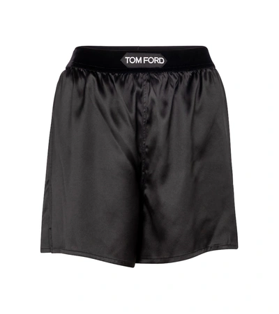Shop Tom Ford Silk-blend Shorts In Black