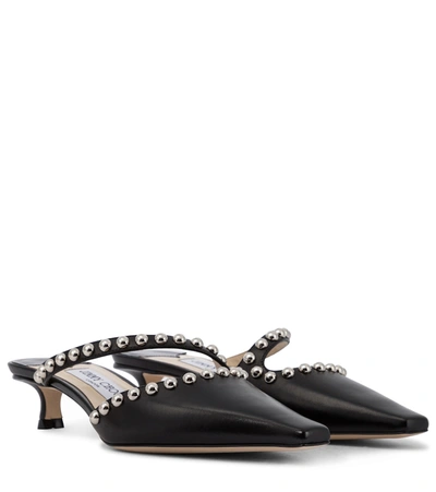 Shop Jimmy Choo Ros 35 Embellished Leather Pumps In Black