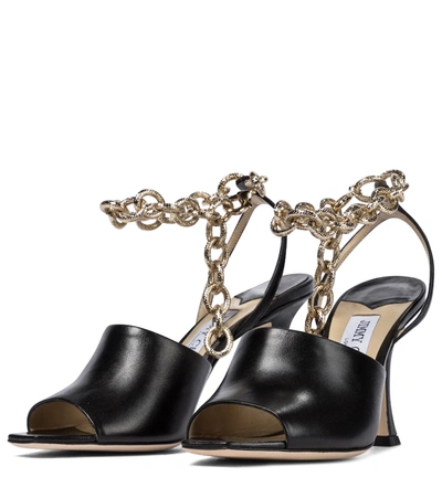 Shop Jimmy Choo Sae 90 Embellished Leather Sandals In Black