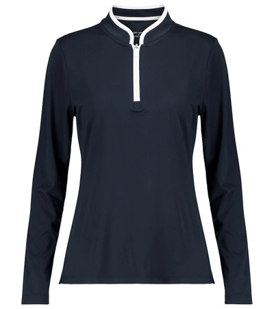 Shop Tory Sport Zip-up Jersey Top In Blue