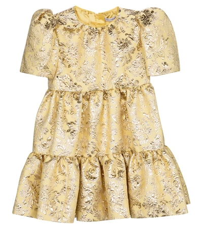 Shop Dolce & Gabbana Floral Brocade Dress In Gold
