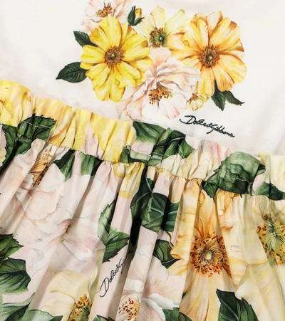 Shop Dolce & Gabbana Baby Floral Cotton Dress And Bloomers Set In Yellow