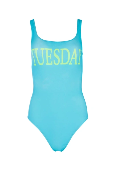 Shop Alberta Ferretti Fluo Light Blue Stretch Polyester Swimsuit Nd  Donna 44