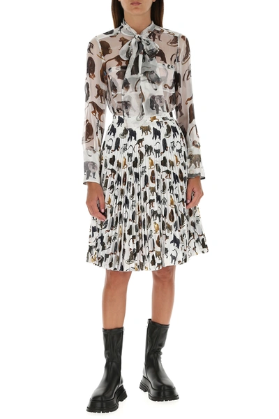 Shop Burberry Printed Crepe Skirt  Printed  Donna 6