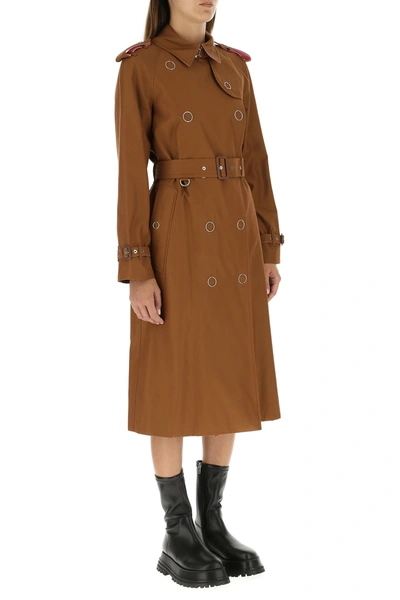 Shop Burberry Caramel Cotton Trench Coat Camel  Donna 4