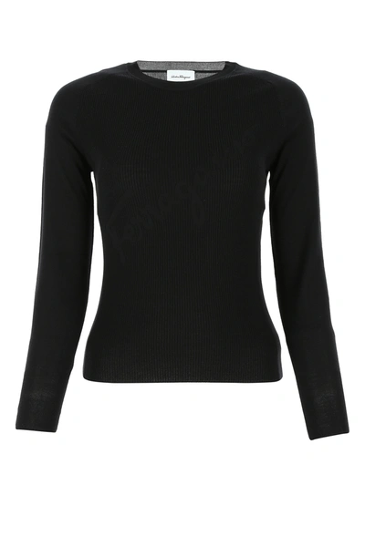 Shop Ferragamo Black Wool Sweater Nd Salvatore  Donna M