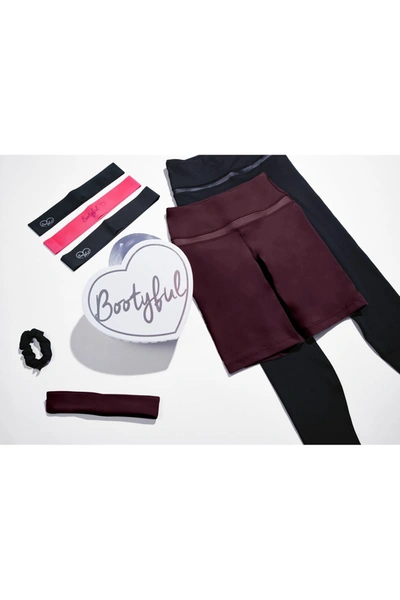 Bootyful Leggings & Shorts 5-piece Workout Gift Set In Rosewood/rosewood/bl
