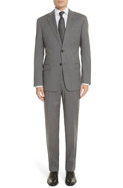 Shop Emporio Armani Trim Fit Sharkskin Wool Suit In Grey
