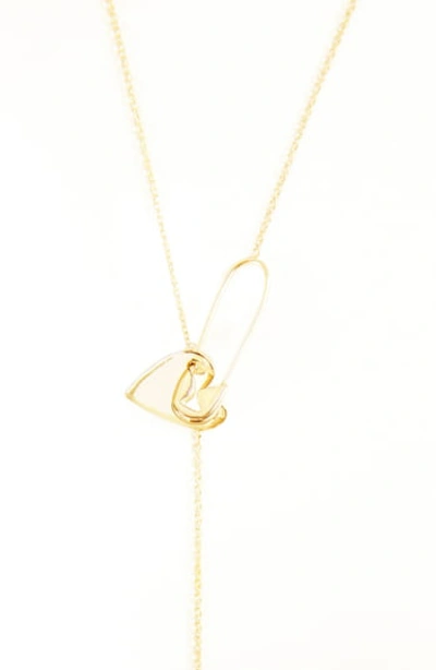 Shop Adornia 14k Gold Vermeil Pin Heart Adjustable Lariat Necklace In Yellow Gold