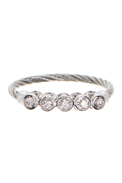 Shop Alor 18k White Gold & Stainless Steel Cable Diamond Row Ring In Grey
