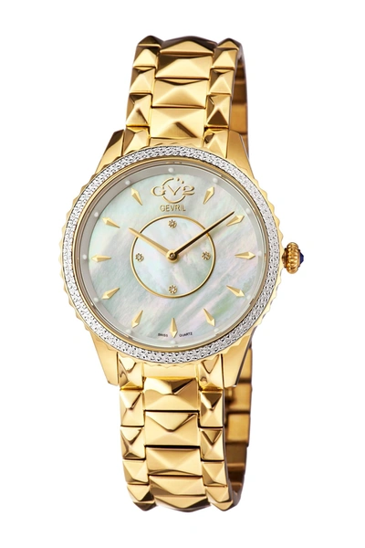Shop Gevril Siena Swiss Quartz Diamond Bracelet Watch, 38mm In Gold