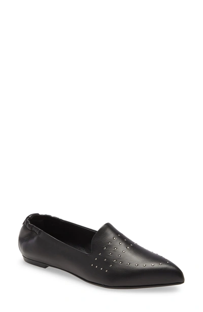 Shop Agl Attilio Giusti Leombruni Studded Pointy Toe Moc In Black Leather