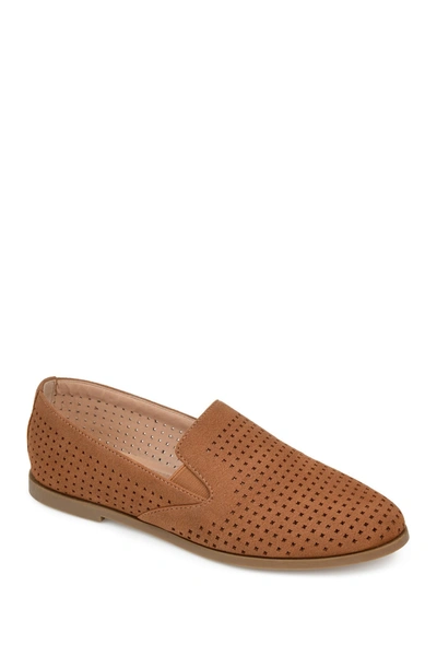 Shop Journee Collection Lucie Perforated Flat Loafer In Brown