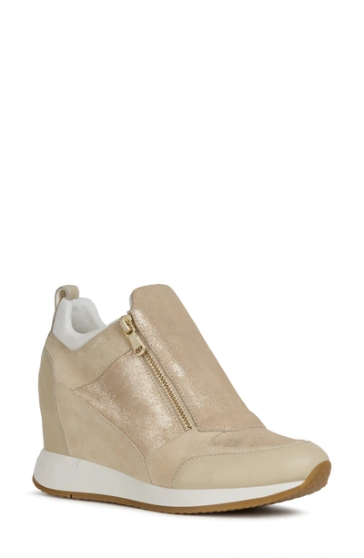 Shop Geox Nydame Wedge Sneaker In Sand Leather