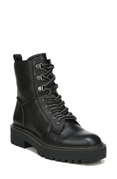 Shop Sam Edelman Laurie Platform Combat Boot In Black Leather