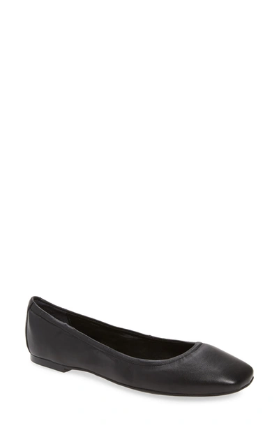 Shop Vince Camuto Brindin Leather Flat In Black Leather
