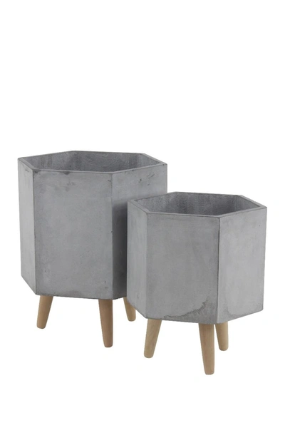 Shop Willow Row Light Gray/beige Farmhouse Hexagon Planter