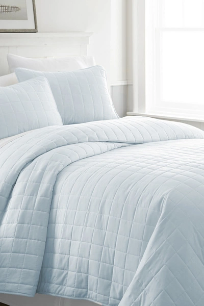 Shop Ienjoy Home Home Spun Premium Ultra Soft Square Pattern Quilted Coverlet Set In Pale Blue