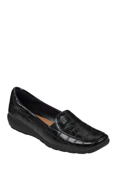 Shop Easy Spirit Abriana Croc Embossed Faux Leather Loafer In Blk01