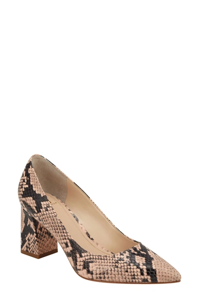 Shop Marc Fisher Ltd Zala Block Heel Pump In Pink Embossed Leather