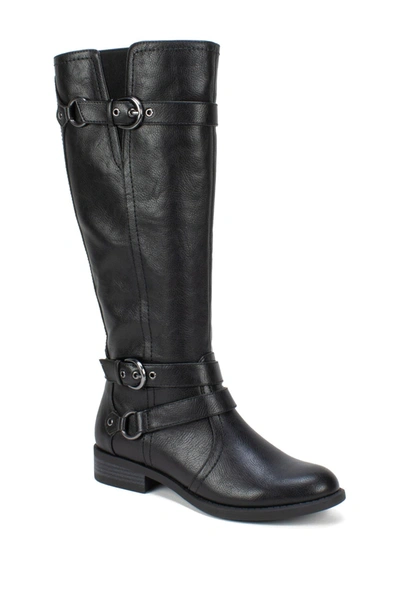 Shop White Mountain Footwear Loyal Tall Faux Leather Riding Boot In Black/smooth