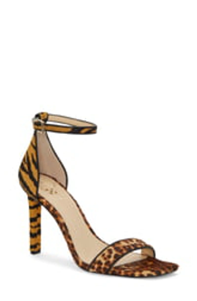 Shop Vince Camuto Lauralie Leather Ankle Strap Sandal In Natural Calf Hair