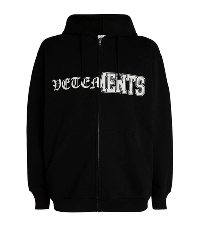 Shop Vetements Vertical Cut-up Logo Hoodie