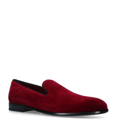 Shop Dolce & Gabbana Velvet Leonardo Slippers In Burgundy