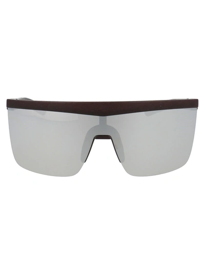 Shop Mykita Trust Sunglasses In 322 Md22 Ebony Brown Silver Flash Shield