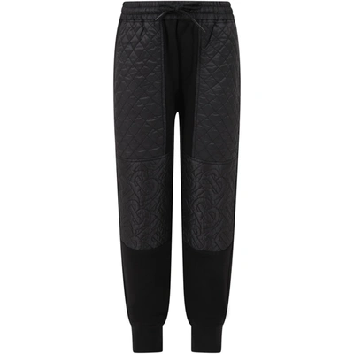 Shop Burberry Black Trouser For Kids With Logos