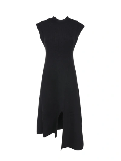 Shop Kenzo Asymmetric Knitted Dress In Black