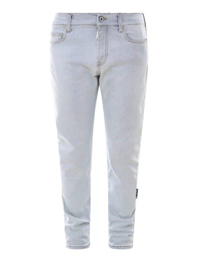 Shop Off-white Denim Skinny Jeans In Light Blue